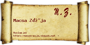 Macsa Zója névjegykártya